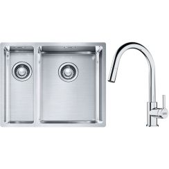 Set évier en acier inoxydable Franke Box 127.0369.916, mitigeur de cuisine Franke Lina 115.0693.229