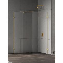 New Trendy Eventa Gold Shine kabina prysznicowa walk-in 130x80 cm prostokątna złoty połysk/szkło przezroczyste EXK-4871