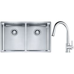 Set évier en acier inoxydable Franke Box 127.0370.188, mitigeur de cuisine Franke Lina 115.0693.229