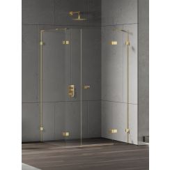 New Trendy Eventa Gold Shine cabine de douche 110x80 cm rectangulaire doré brillant/verre transparent EXK-4774
