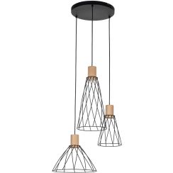 TK Lighting Modesto lampe suspendue 3x10 W noir-bois 10188