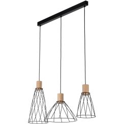 TK Lighting Modesto lampe suspendue 3x10 W noir-bois 10158