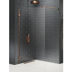 New Trendy Avexa Copper Brushed paroi de douche walk-in 130 cm cuivre brossé/verre transparent EXK-7150