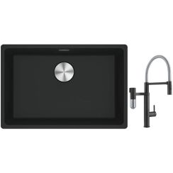 Set mitigeur de cuisine Franke Vital Semi-Pro 120.0621.313, évier en granit Franke Maris 125.0687.256