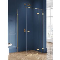 New Trendy Avexa Gold Brushed cabine de douche 120x70 cm rectangulaire doré brossé/verre transparent EXK-1765