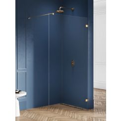 New Trendy Avexa Gold Brushed paroi de douche walk-in 130 cm doré brossé/verre transparent EXK-7018