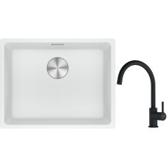 Set évier en granit Franke Maris 125.0687.255, mitigeur de cuisine Franke Lina 115.0626.019