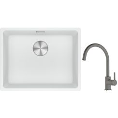 Set évier en granit Franke Maris 125.0687.255, mitigeur de cuisine Franke Lina 115.0626.022