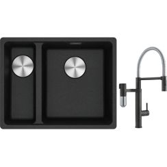 Set mitigeur de cuisine Franke Vital Semi-Pro 120.0621.313, évier en granit Franke Maris 125.0687.269