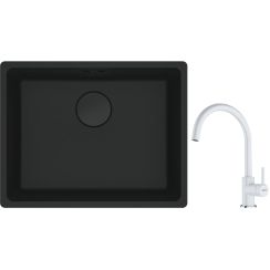 Set évier en granit Franke Maris 125.0697.759, mitigeur de cuisine Franke Lina 115.0626.024