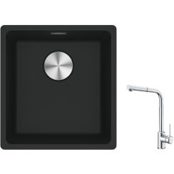 Set évier en granit Franke Maris 125.0687.248, mitigeur de cuisine Franke Sirius Side 115.0668.280