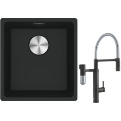 Set mitigeur de cuisine Franke Vital Semi-Pro 120.0621.313, évier en granit Franke Maris 125.0687.248