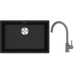 Set évier en granit Franke Maris 125.0687.257, mitigeur de cuisine Franke Lina 115.0626.022