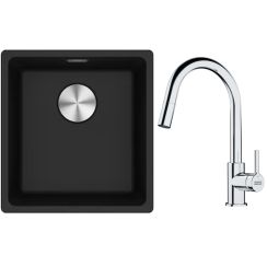 Set évier en granit Franke Maris 125.0687.249, mitigeur de cuisine Franke Lina 115.0693.229