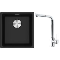 Set évier en granit Franke Maris 125.0687.249, mitigeur de cuisine Franke Sirius Side 115.0668.280