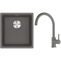 Set évier en granit Franke Maris 125.0687.250, mitigeur de cuisine Franke Lina 115.0626.022