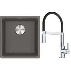 Set évier en granit Franke Maris 125.0687.250, mitigeur de cuisine Franke Lina 115.0626.085