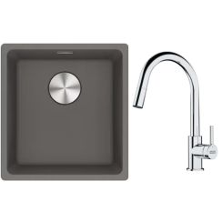 Set évier en granit Franke Maris 125.0687.250, mitigeur de cuisine Franke Lina 115.0693.229
