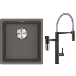 Set mitigeur de cuisine Franke Vital Semi-Pro 120.0621.313, évier en granit Franke Maris 125.0687.250