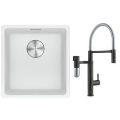 Set mitigeur de cuisine Franke Vital Semi-Pro 120.0621.313, évier en granit Franke Maris 125.0687.251