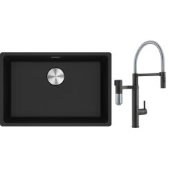 Set mitigeur de cuisine Franke Vital Semi-Pro 120.0621.313, évier en granit Franke Maris 125.0687.257
