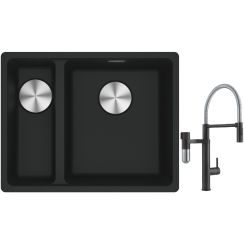Set mitigeur de cuisine Franke Vital Semi-Pro 120.0621.313, évier en granit Franke Maris 125.0687.268