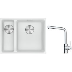 Set évier en granit Franke Maris 125.0687.271, mitigeur de cuisine Franke Lina 115.0712.420
