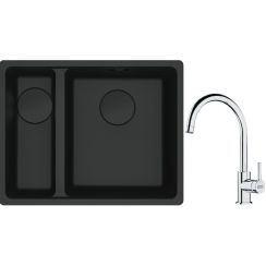 Set évier en granit Franke Maris 125.0697.756, mitigeur de cuisine Franke Lina 115.0693.228