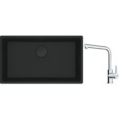 Set évier en granit Franke Maris 125.0697.757, mitigeur de cuisine Franke Lina 115.0712.420
