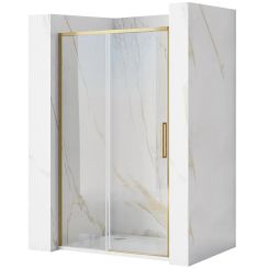 Rea Rapid Slide porte de douche 140 cm coulissant doré brossé/verre transparent REA-K8591