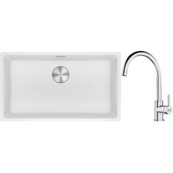 Set évier en granit Franke Maris 125.0687.263, mitigeur de cuisine Franke Lina 115.0693.228