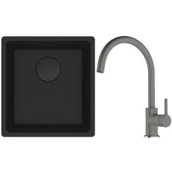 Set évier en granit Franke Maris 125.0697.760, mitigeur de cuisine Franke Lina 115.0626.022