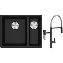 Set mitigeur de cuisine Franke Vital Semi-Pro 120.0621.313, évier en granit Franke Maris 125.0687.265
