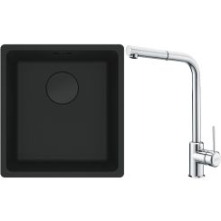 Set évier en granit Franke Maris 125.0697.760, mitigeur de cuisine Franke Sirius Side 115.0668.280