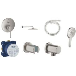 Set douche à effet de pluie Grohe Rainshower 26066DC0, mitigeur bain-douche Grohe Essence 24058DC1, 26574DC0, 27057DC0, 35600000, 27074DC0, 28362DC0