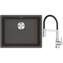 Set évier en granit Franke Maris 125.0716.375, mitigeur de cuisine Franke Lina 115.0626.085