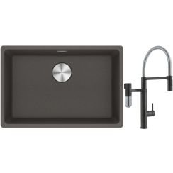 Set mitigeur de cuisine Franke Vital Semi-Pro 120.0621.313, évier en granit Franke Maris 125.0716.376