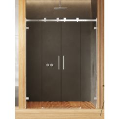 New Trendy Softi X porte de douche 140 cm coulissant chrome brillant/verre transparent EXK-5266