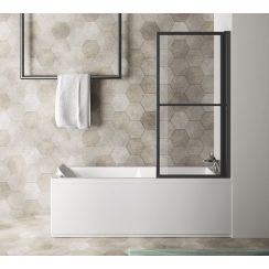 Polysan Olbia paroi de baignoire 71 cm monobloc noir mat/verre transparent 30336B