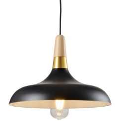 GTV Skandi lampe suspendue 1x40 W noir-doré-bois OS-SKAN2-10-DEC