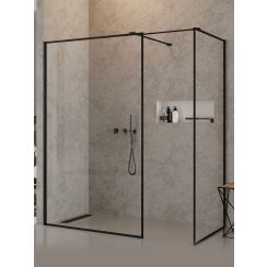 New Trendy New Modus Black cabine de douche walk-in 140x90 cm rectangulaire noir mat/verre transparent EXK-5662