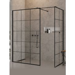 New Trendy New Modus Black kabina prysznicowa walk-in 120x100 cm prostokątna czarny mat/szkło ze wzorem EXK-5642