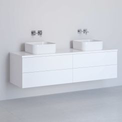 Kronenbach Cube meuble avec plan de travail 161x48.7x44.5 cm sous-lavabo suspendu blanc KBWTKOWT1614WH