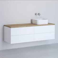 Kronenbach Cube meuble avec plan de travail 141x48.7x44.5 cm sous-lavabo suspendu blanc-chêne KBWTKOWTL1414WHGH