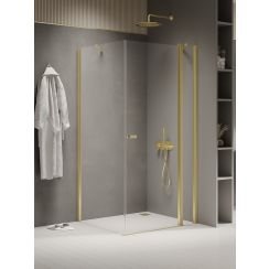 New Trendy New Soleo Light Gold cabine de douche 110x80 cm rectangulaire doré brillant/verre transparent K-1864