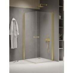 New Trendy New Soleo Light Gold cabine de douche 80x80 cm carrée doré brillant/verre transparent K-1879