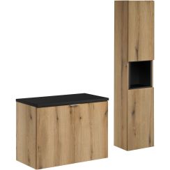 Set armoire Comad Nova Oak NOVA OAK A 82-80-2D, armoire Comad Nova Oak NOVA OAK A 80-03-2D(W80-01A), NOVA BLACK B 89-80, NOVA BLACK A 83-27-Q(W83-04D)