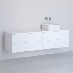 Kronenbach Cube meuble avec plan de travail 161x48.7x44.5 cm sous-lavabo suspendu blanc KBWTKOWTL1614WH