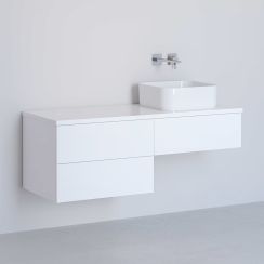 Kronenbach Cube meuble avec plan de travail 121x48.7x44.5 cm sous-lavabo suspendu blanc KBWTKOWTL1213WH