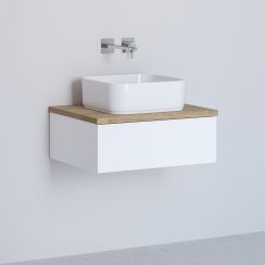 Kronenbach Cube meuble avec plan de travail 61x48.7x44.5 cm sous-lavabo suspendu blanc-chêne KBWTKOWTL611WHGH